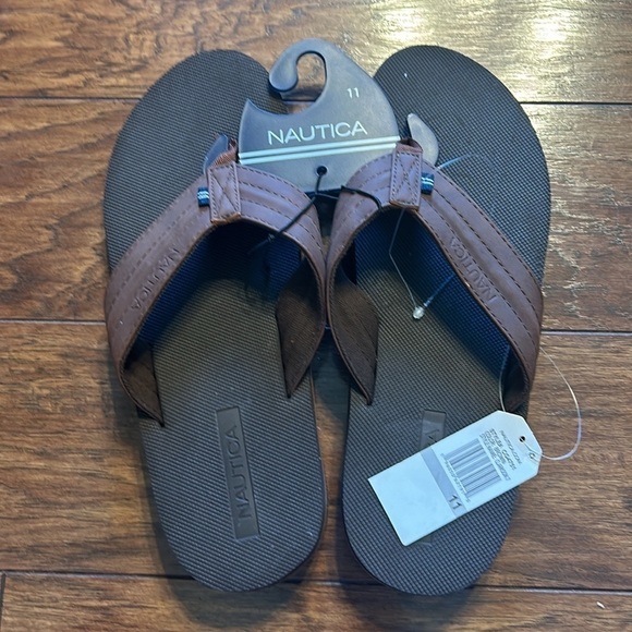 Nautica Clarkson 3 Faux Leather Tan Brown Thong Sandals Mens Shoe NWT - Picture 7 of 7